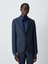 John Lewis Men Regular Fit Single Breasted Linen Suit Jacket - Navy - 38R