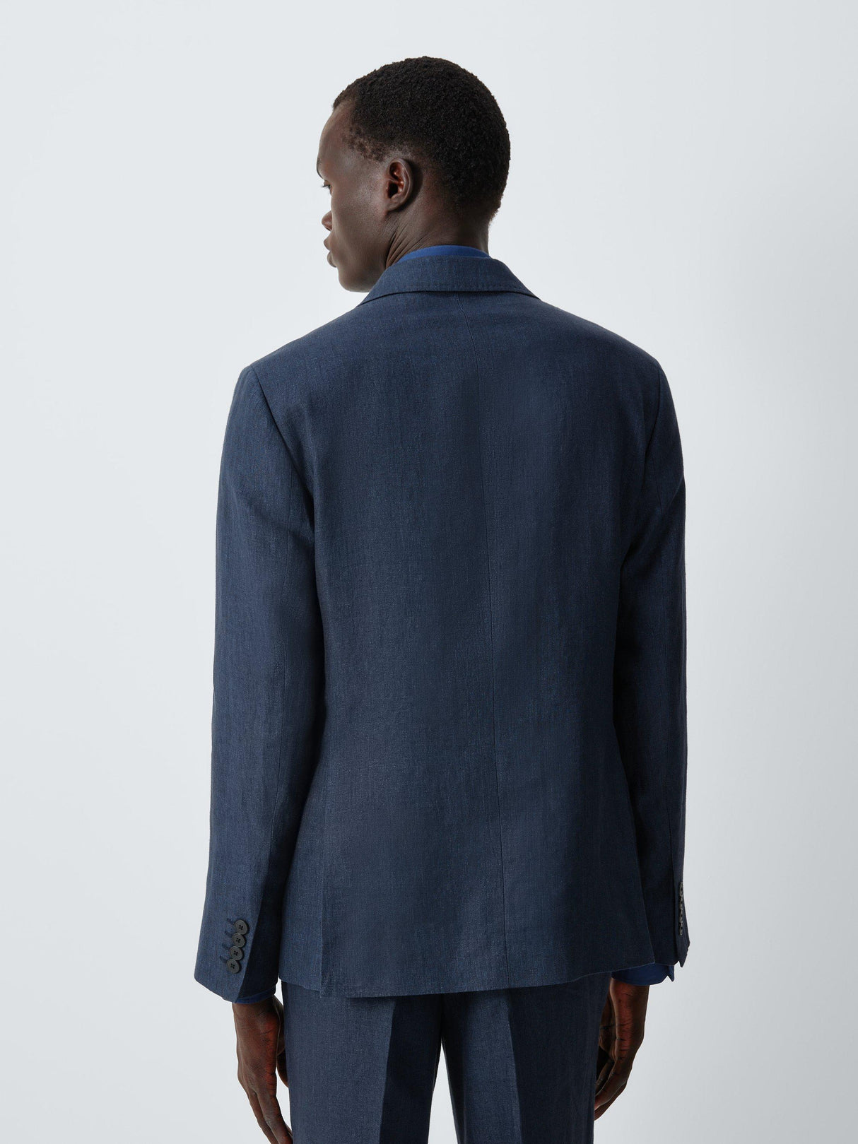 John Lewis Men Regular Fit Single Breasted Linen Suit Jacket - Navy - 38R
