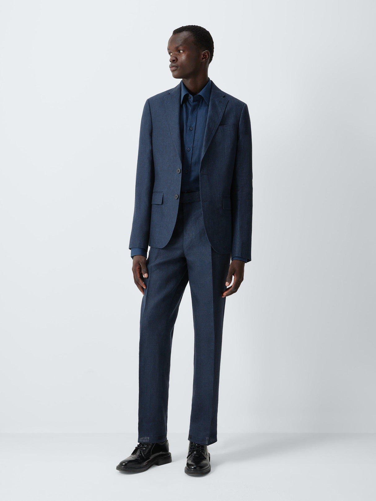 John Lewis Men Regular Fit Single Breasted Linen Suit Jacket - Navy - 38R