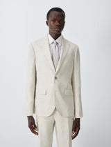 John Lewis Men's Regular Fit Single Breasted Linen Suit Jacket - Stone - 36R