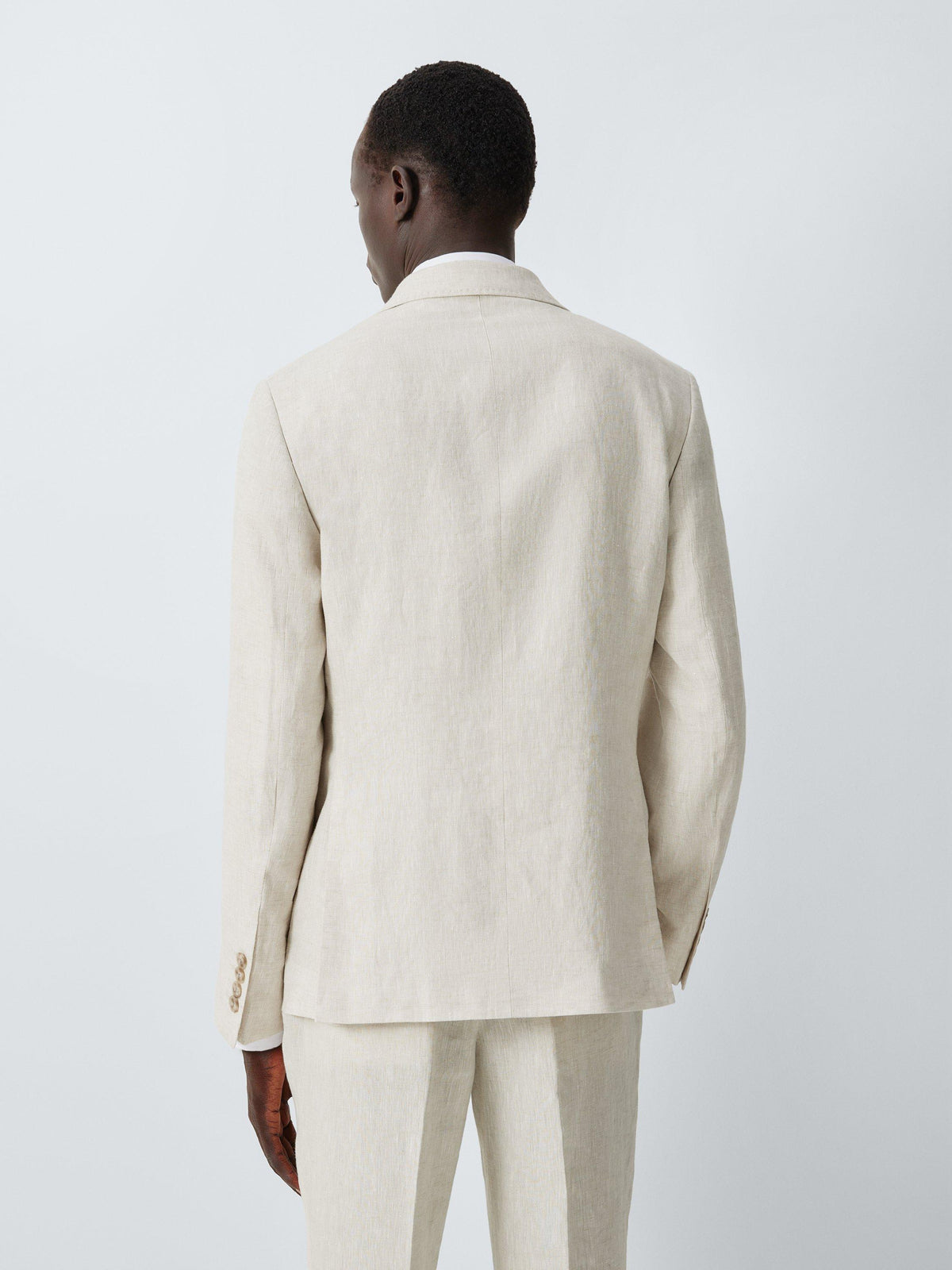 John Lewis Men's Regular Fit Single Breasted Linen Suit Jacket - 38S - Stone