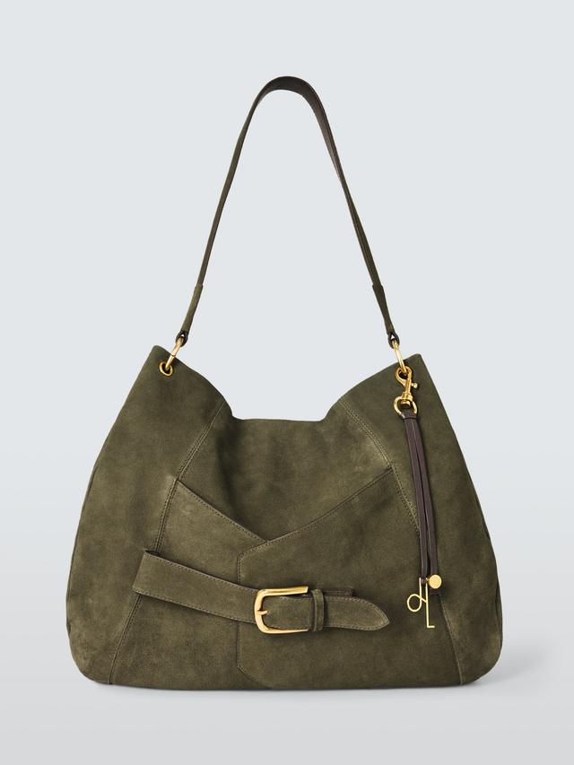 John Lewis Women's Aubrey Soft Suede Slouchy Handbag Hobo Bag - Khaki Green