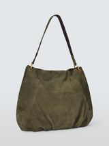 John Lewis Women's Aubrey Soft Suede Slouchy Handbag Hobo Bag - Khaki Green