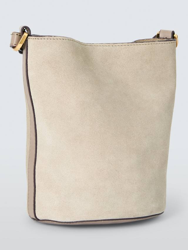 John Lewis Aubrey Suede Classic Plain Women's Crossbody Hobo Bag - Mushroom