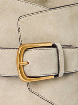 John Lewis Aubrey Suede Classic Plain Women's Crossbody Hobo Bag - Mushroom