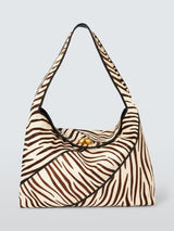 John Lewis Women's Intentional Hair Animal Print Leather Tote Bag - Zebra