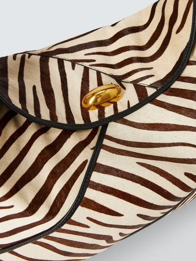 John Lewis Women's Intentional Hair Animal Print Leather Tote Bag - Zebra