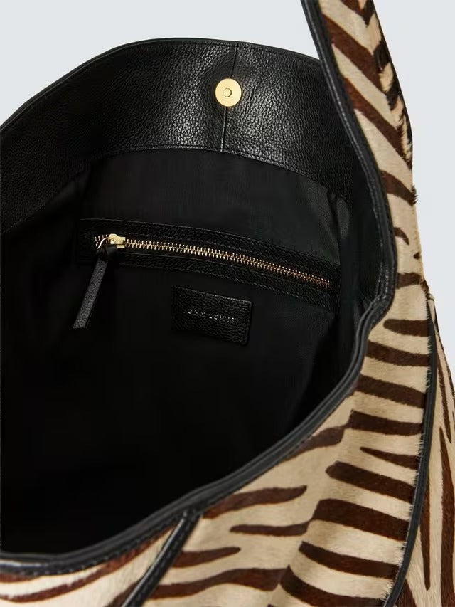 John Lewis Women's Intentional Hair Animal Print Leather Tote Bag - Zebra