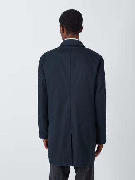 John Lewis Men's Cotton Blend Button City Mac Car Coat - Navy Blue - XXL