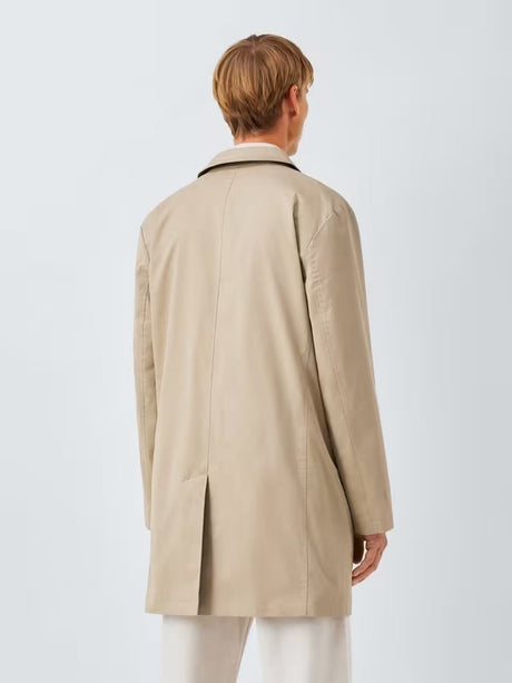 John Lewis Men's Cotton Blend City Mac Smart Casual Car Coat - Stone - XL