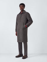 John Lewis Herringbone Men's Wool Blend Smart Long Overcoat - Brown - XXL