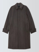 John Lewis Herringbone Men's Wool Blend Smart Long Overcoat - Brown - XXL