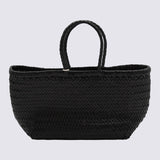 Dragon Diffusion Bamboo Woven Leather Basket Handbag Small Tote Bag - Black