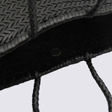 Dragon Diffusion Bamboo Woven Leather Basket Handbag Small Tote Bag - Black