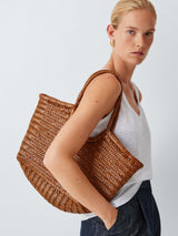 Dragon Diffusion Nantucket Basket Big Handwoven Leather Women's Tote Bag Tan