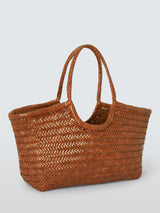Dragon Diffusion Nantucket Basket Big Handwoven Leather Women's Tote Bag Tan