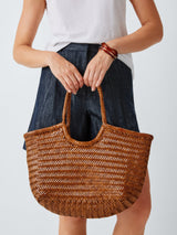 Dragon Diffusion Nantucket Basket Big Handwoven Leather Women's Tote Bag Tan