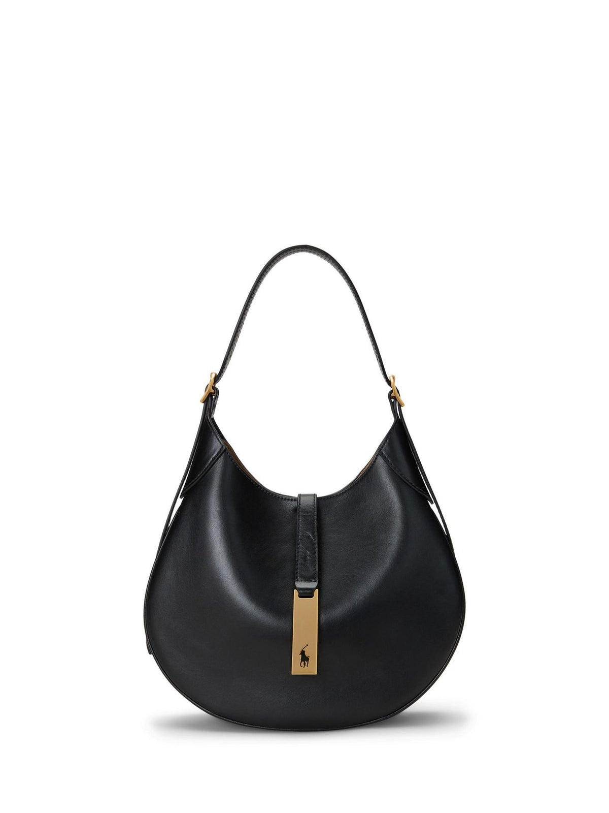 Ralph Lauren Polo ID Small Leather Adjustable Strap Shoulder Bag - Black