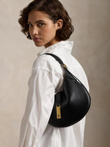 Ralph Lauren Polo ID Small Leather Adjustable Strap Shoulder Bag - Black