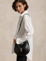Ralph Lauren Polo ID Small Leather Adjustable Strap Shoulder Bag - Black
