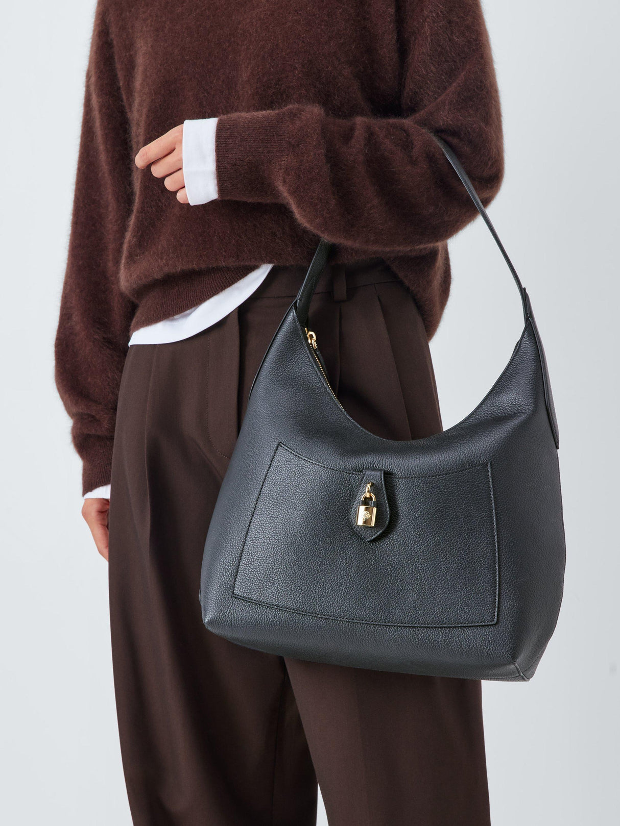 Mulberry Eliza Plain Large Classic Grain Leather Women's Shoulder Bag Black