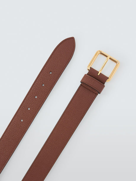 Mulberry Unisex Stylish Brass Bovine Leather Belt With Buckle - Oak - Medium