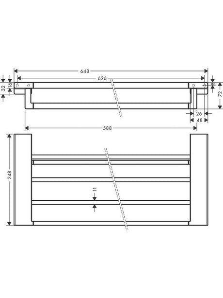 Hansgrohe AddStoris Wall-Mounted Towel Rack H7.2 x W64.8 x D24.8cm - Chrome
