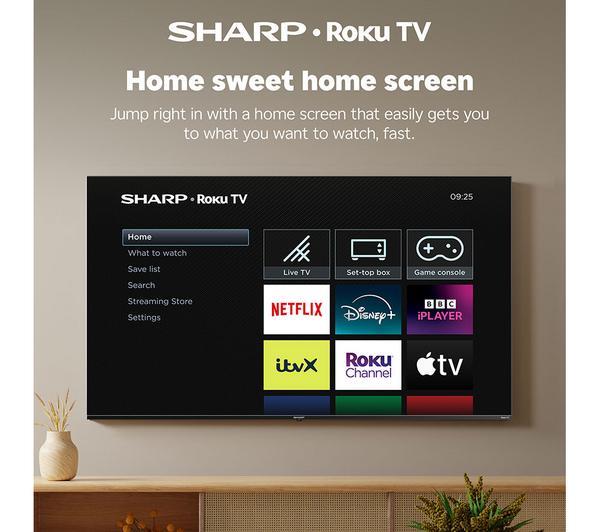 Sharp 40HD2125K 40in Roku Full HD HDR LED Smart TV With Freely - Black