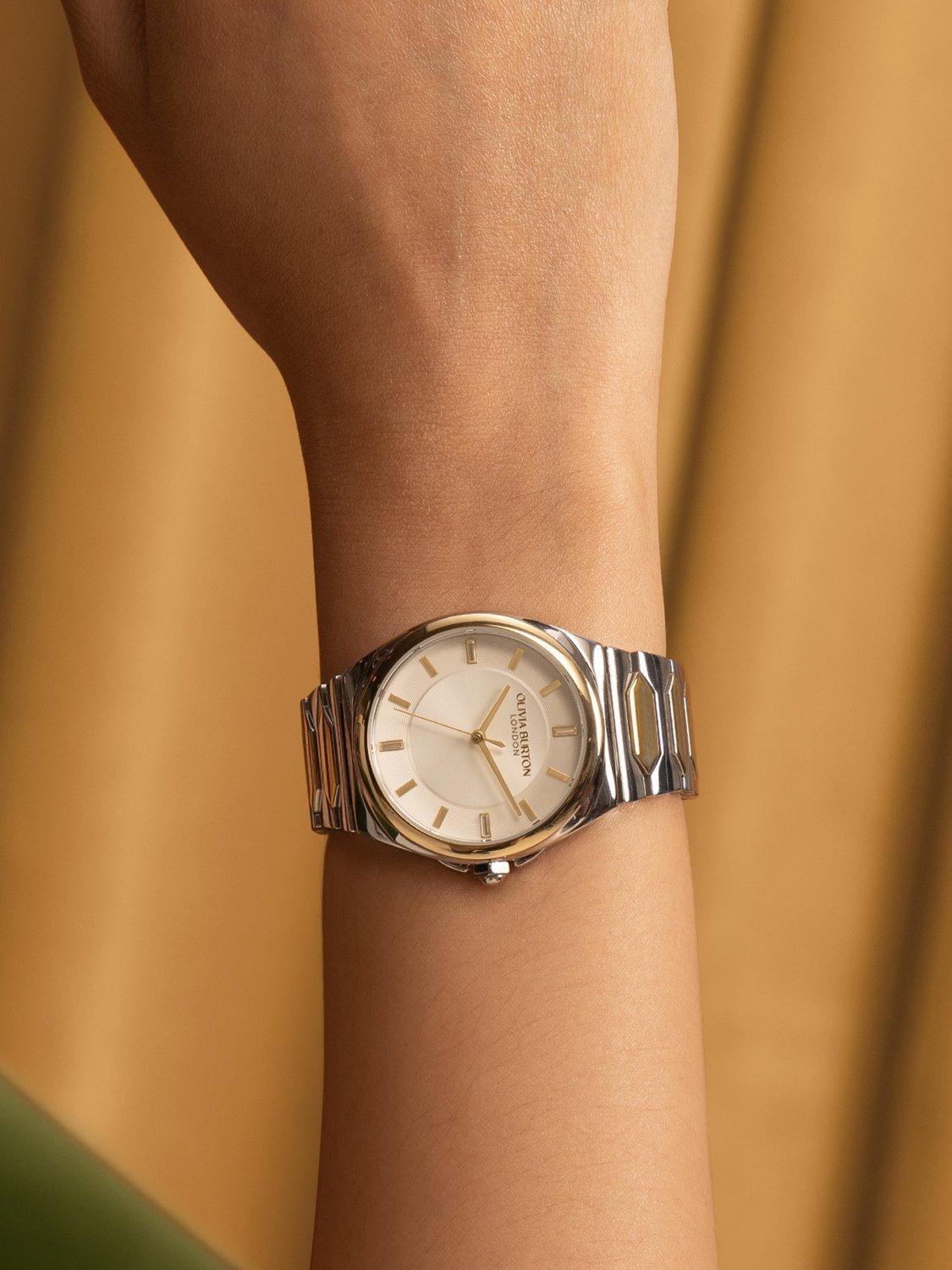 Olivia Burton 24000203 Women's Lustre 34mm Polished Bracelet Strap Watch