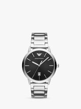 Emporio Armani AR11310 43mm Men's Date Bracelet Strap Watch Silver/Black