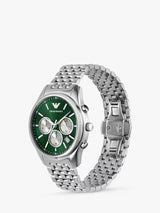 Emporio Armani AR1581 Mens Chronograph 41mm Bracelet Wristwatch Silver/Green