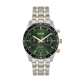 BOSS 1514287 Mens Tourmaster Two Tone 41mm Chronograph Watch - Green/Silver
