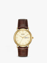 Citizen BM8242-08P Men's 32mm Eco-Drive Leather Strap Watch - Brown/Gold