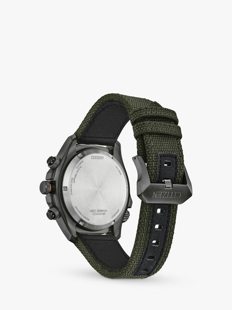 Citizen JV1005-02W Men's Promaster Land Chronograph Fabric Strap Watch Green