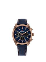 Tommy Hilfiger 1710721 Round Men's Chronograph Leather Strap Watch - Blue