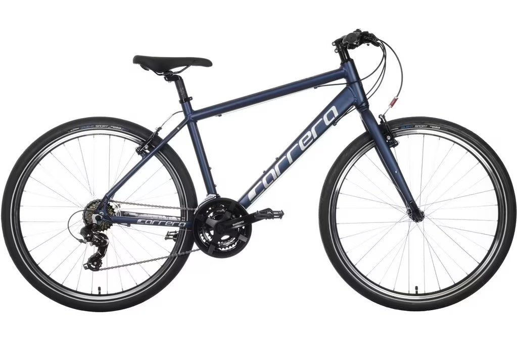 Carrera Axle V-Brake 27.5"-Wheels Unisex Hybrid Bike - 18in Medium - Navy