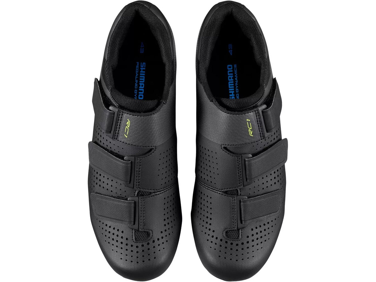 Shimano RC1 Men's SPD-SL Road Cycling Velcro Training Shoes - Black - EU 40