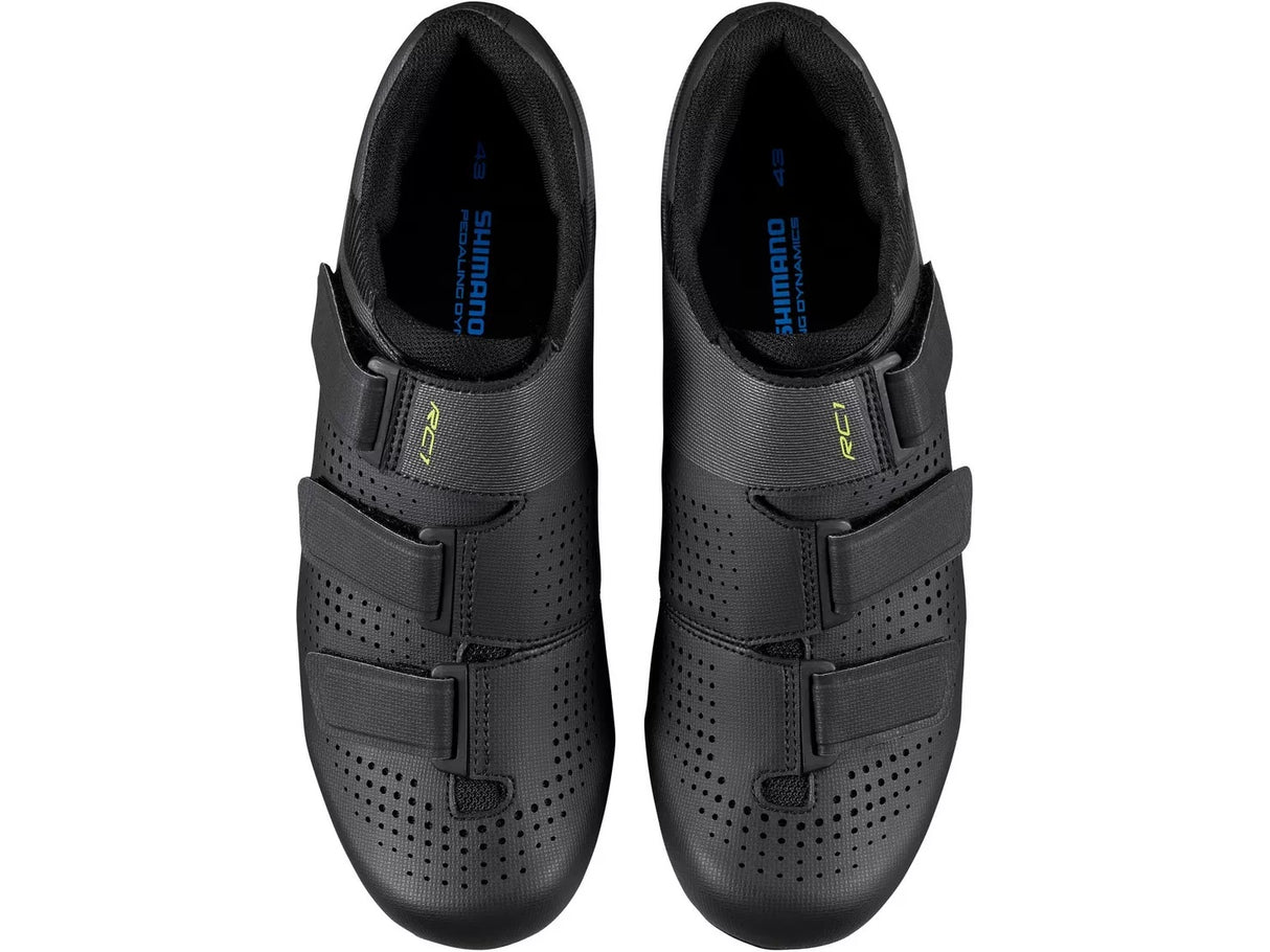 Shimano RC1 Unisex 3-Strap Road Lightweight Cycling Shoes - Black - EU 43