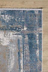 Urban Tranquility Shadow Abstract Modern Border Rug 180 x 120cm - Blue/Grey