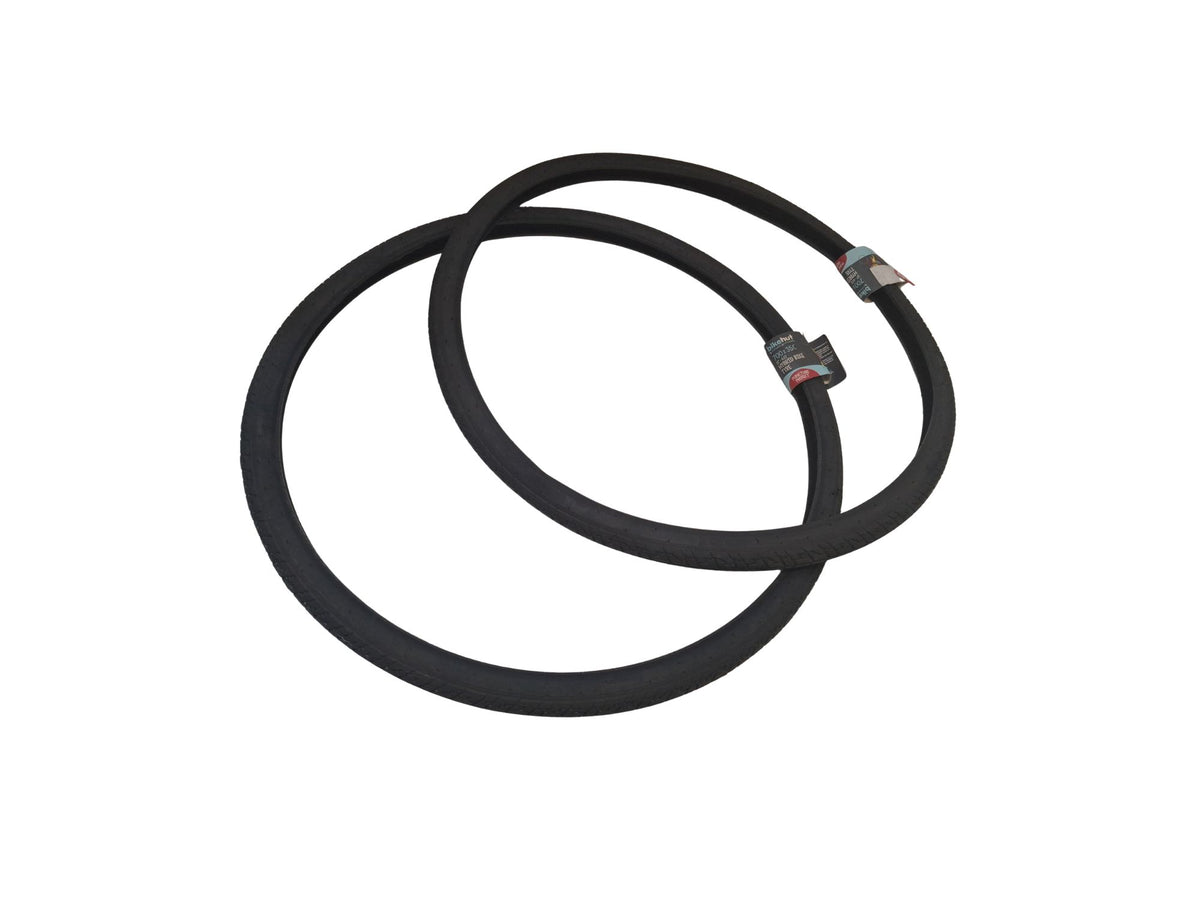 Bikehut 700 x 35C Semi Slick Hybrid Bicycle Tyres Pair - Black (Bundle of 2)