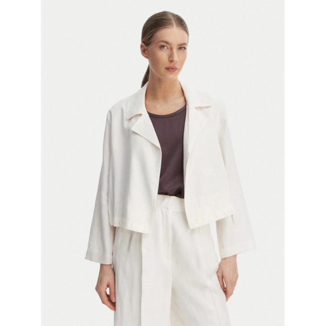 Marella Palchi Women's Linen Blend Cropped Shirt Jacket - Size 6 - White
