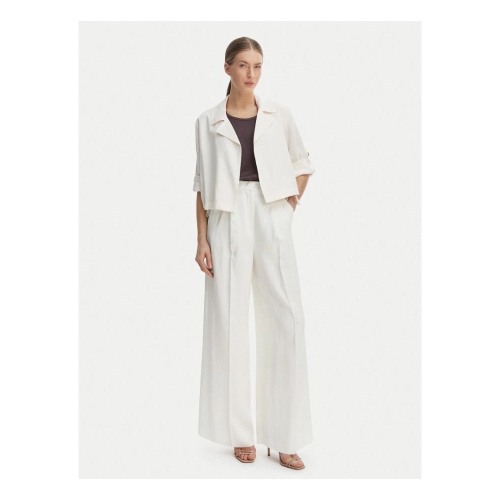 Marella Palchi Women's Linen Blend Cropped Shirt Jacket - Size 6 - White