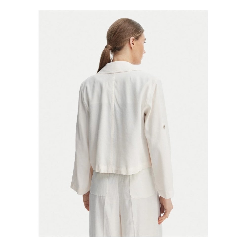Marella Palchi Women's Linen Blend Cropped Shirt Jacket - Size 6 - White