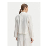 Marella Palchi Women's Linen Blend Cropped Shirt Jacket - Size 6 - White