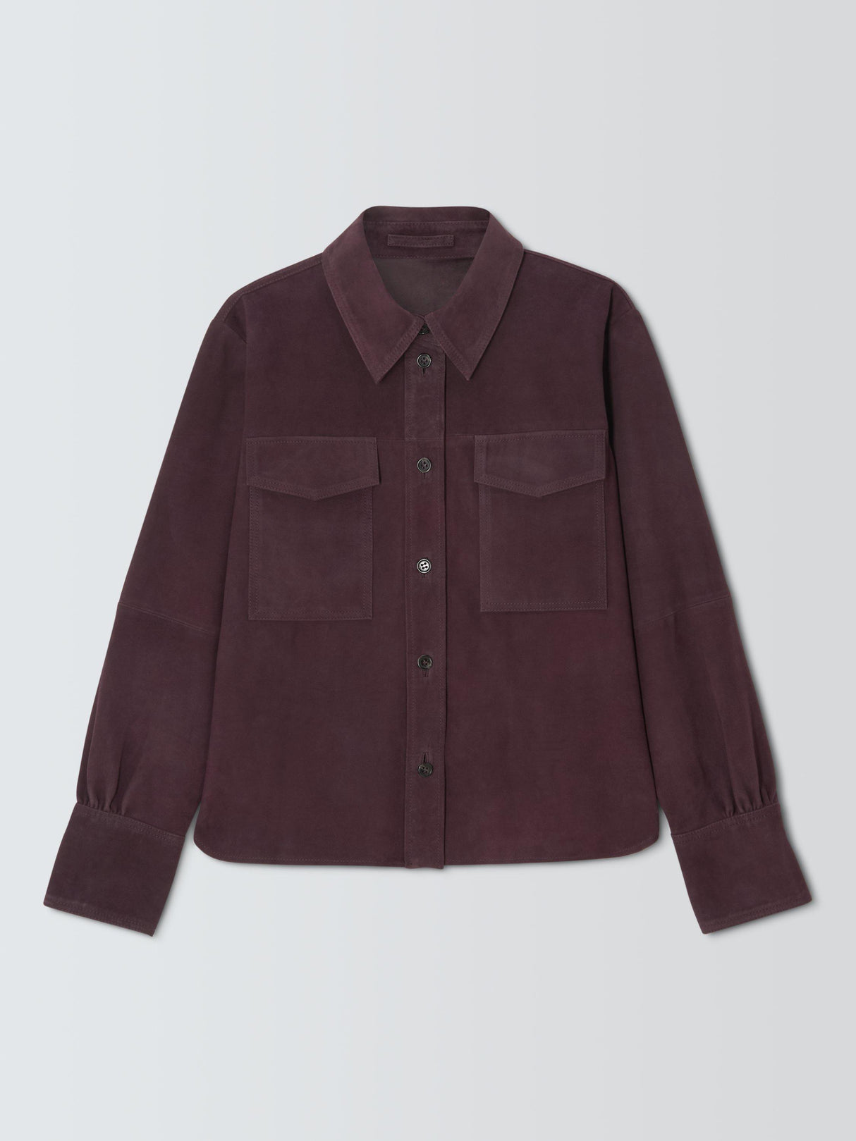 Marella Pogeo Plain Buttoned Regular Fit Pure Leather Jacket Burgundy UK 16