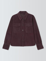 Marella Pogeo Plain Buttoned Regular Fit Pure Leather Jacket Burgundy UK 16