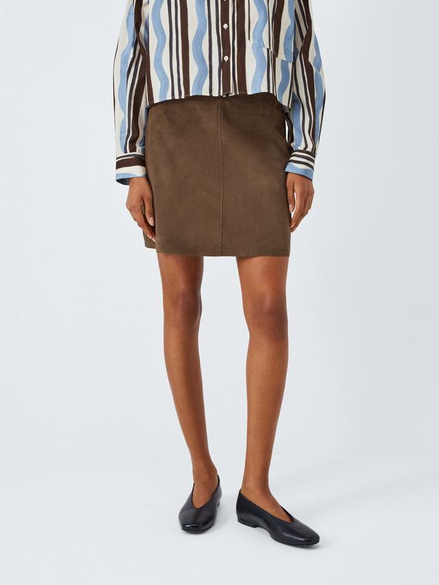 Marella Women's Rise Office Smart Casual Suede Mini Skirt - Brown - UK 10