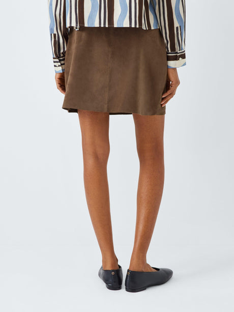 Marella Women's Rise Office Smart Casual Suede Mini Skirt - Brown - UK 10