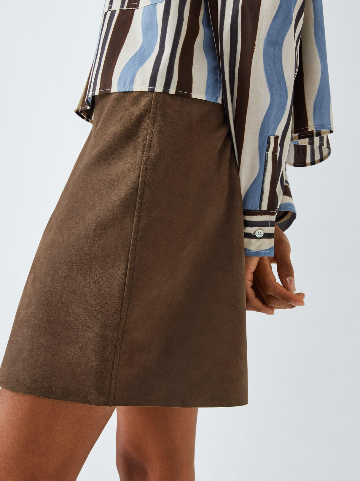 Marella Women's Rise Office Smart Casual Suede Mini Skirt - Brown - UK 10