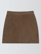Marella Women's Rise Suede Leather Casual Classic Mini Skirt - Brown - UK 12